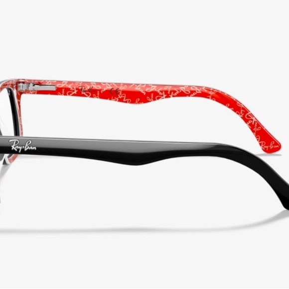 RAY-BAN Rx-able Eyeglasses RB 522-8247950B17140 Black Red & White Frames/case - Picture 7 of 11